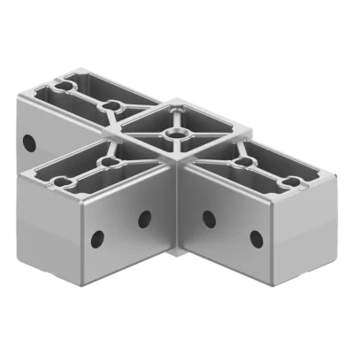 40x40 mm 2 mm et kalınlığındaki Kutu Profiller ile Uyumlu Üç Yollu T Bağlantı Konnektörü 4040ED03-1