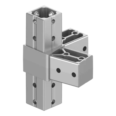 40x40 mm Kutu Profillerle Uyumlu 11,25° Açılı Alt Yönlü Dört Yollu Kenar Bağlantı Konnektörü 4040LA04-4