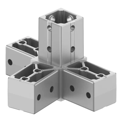 40x40 mm Kutu Profillerle Uyumlu 11,25° Açılı Sağ Yönlü Dört Yollu Kenar Bağlantı Konnektörü 4040LA04-2