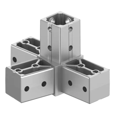 40x40 mm Kutu Profillerle Uyumlu 11,25° Açılı Sol Yönlü Dört Yollu Kenar Bağlantı Konnektörü 4040LA04-1