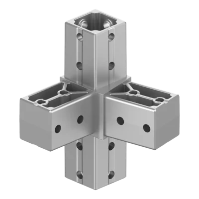 40x40 mm Kutu Profillerle Uyumlu 11,25° Açılı Üst Yönlü Dört Yollu Kenar Bağlantı Konnektörü 4040LA04-3