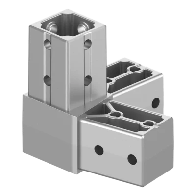 40x40 mm Kutu Profillerle Uyumlu 11,25° Dar Açılı Sağ Yönlü Üç Yollu Köşe Bağlantı Konnektörü 4040LA03-2