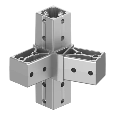 40x40 mm Kutu Profillerle Uyumlu 22,5° Açılı Alt Yönlü Dört Yollu Kenar Bağlantı Konnektörü 4040MA04-4
