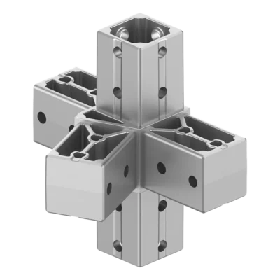 40x40 mm Kutu Profillerle Uyumlu 22,5° Açılı Beş Yollu Yüzey Bağlantı Bağlantı Konnektörü 4040MA05-1