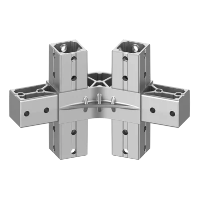 40x40 mm Kutu Profillerle Uyumlu 22,5° Açılı Çift Yön Aşıklı Dört Yollu Mahya Bağlantı Konnektörü 4040MR06-1