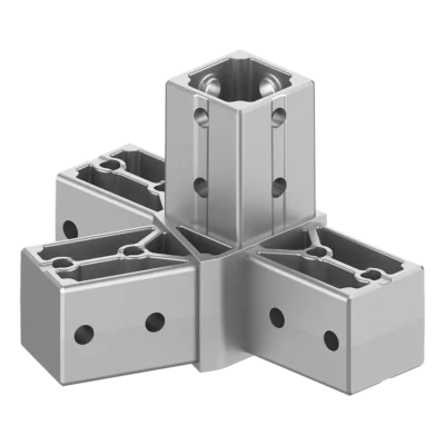 40x40 mm Kutu Profillerle Uyumlu 22,5° Açılı Sol Yönlü Dört Yollu Kenar Bağlantı Konnektörü 4040MA04-1