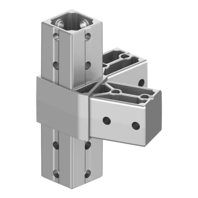 40x40 mm Kutu Profillerle Uyumlu 22,5° Açılı Üst Yönlü Dört Yollu Kenar Bağlantı Konnektörü 4040MA04-3