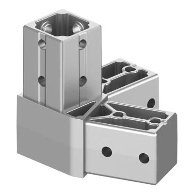 40x40 mm Kutu Profillerle Uyumlu 22,5° Dar Açılı Sağ Yönlü Üç Yollu Köşe Bağlantı Konnektörü 4040MA03-4