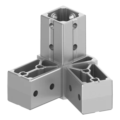 40x40 mm Kutu Profillerle Uyumlu 22,5° Dar Açılı Sol Yönlü Üç Yollu Köşe Bağlantı Konnektörü 4040MA03-2
