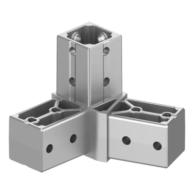 40x40 mm Kutu Profillerle Uyumlu 22,5° Geniş Açılı Sağ Yönlü Üç Yollu Köşe Bağlantı Konnektörü 4040MA03-5