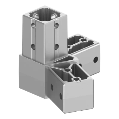 40x40 mm Kutu Profillerle Uyumlu 22,5° Geniş Açılı Sol Yönlü Üç Yollu Köşe Bağlantı Konnektörü 4040MA03-3