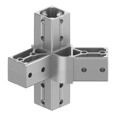 40x40 mm Kutu Profillerle Uyumlu 45° Açılı Alt Yönlü Dört Yollu Kenar Bağlantı Konnektörü 4040HA04-3