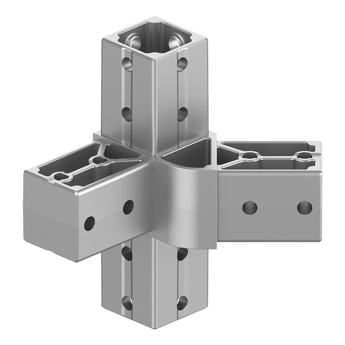 40×40 mm Kutu Profillerle Uyumlu 45° Açılı Alt Yönlü Dört Yollu Kenar Bağlantı Konnektörü 4040HA04-3