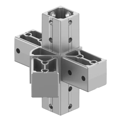 40x40 mm Kutu Profillerle Uyumlu 45° Açılı Beş Yollu Yüzey Bağlantı Bağlantı Konnektörü 4040HA05-1