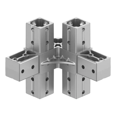 40x40 mm Kutu Profillerle Uyumlu 45° Açılı Çift Yön Aşıklı Dört Yollu Mahya Bağlantı Konnektörü 4040HR06-1