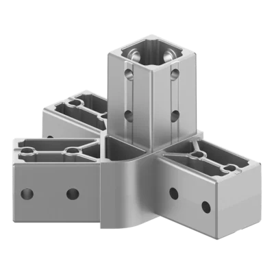40x40 mm Kutu Profillerle Uyumlu 45° Açılı Sol Yönlü Dört Yollu Kenar Bağlantı Konnektörü 4040HA04-1