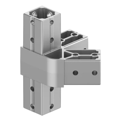 40x40 mm Kutu Profillerle Uyumlu 45° Açılı Üst Yönlü Dört Yollu Kenar Bağlantı Konnektörü 4040HA04-4