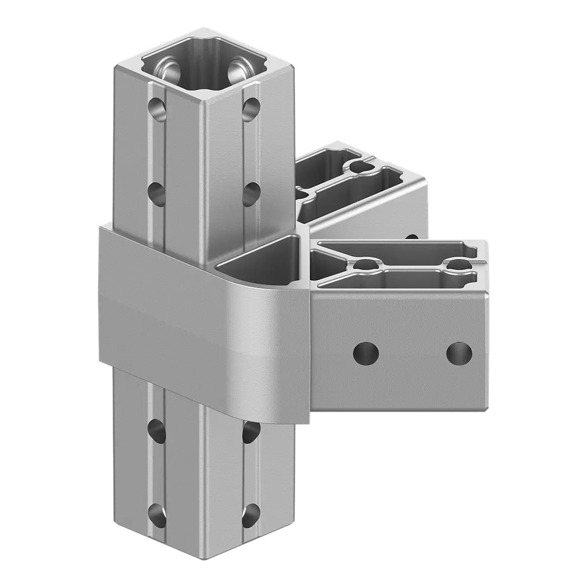 40×40 mm Kutu Profillerle Uyumlu 45° Açılı Üst Yönlü Dört Yollu Kenar Bağlantı Konnektörü 4040HA04-4