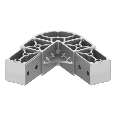 40x40 mm Kutu Profillerle Uyumlu 60° Açılı Aşıksız İki Yollu Mertek Bağlantı Konnektörü 4040ER02-1