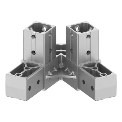 40x40 mm Kutu Profillerle Uyumlu 60° Açılı Tek Yön Aşıklı Dört Yollu Mahya Bağlantı Konnektörü 4040ER04-1