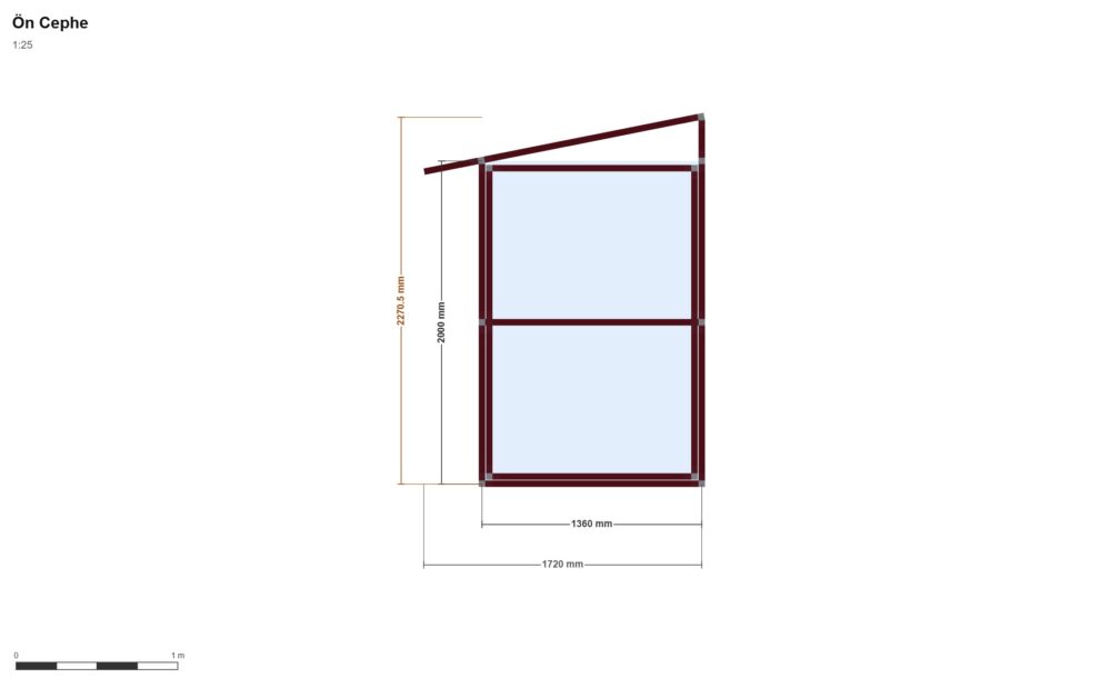 3 Bike Storage — Ön Görünüş, ölçülü teknik çizim