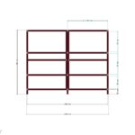 200x60x160 İki Bölmeli Raf — Ön Görünüş, ölçülü teknik çizim