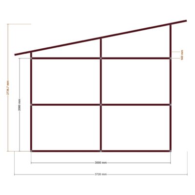 3x4 Sol Kapı — Ön Görünüş, ölçülü teknik çizim