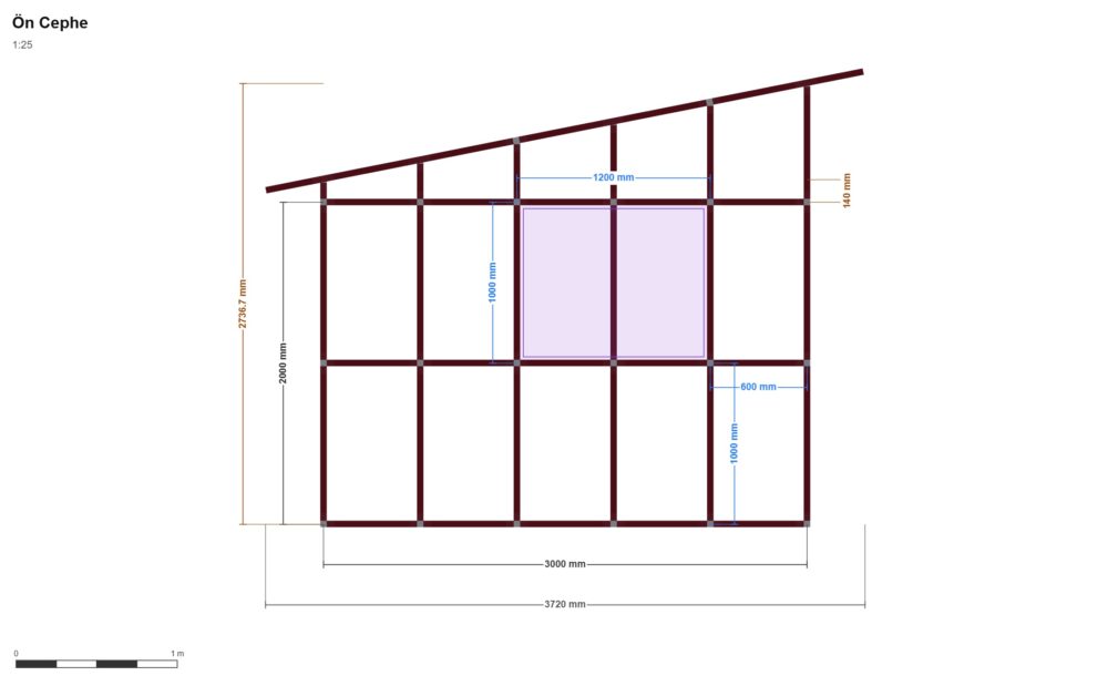 300x420x200 Depo — Ön Görünüş, ölçülü teknik çizim