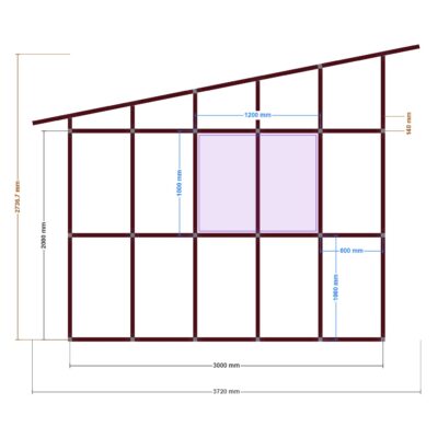 300x420x200 Depo — Ön Görünüş, ölçülü teknik çizim