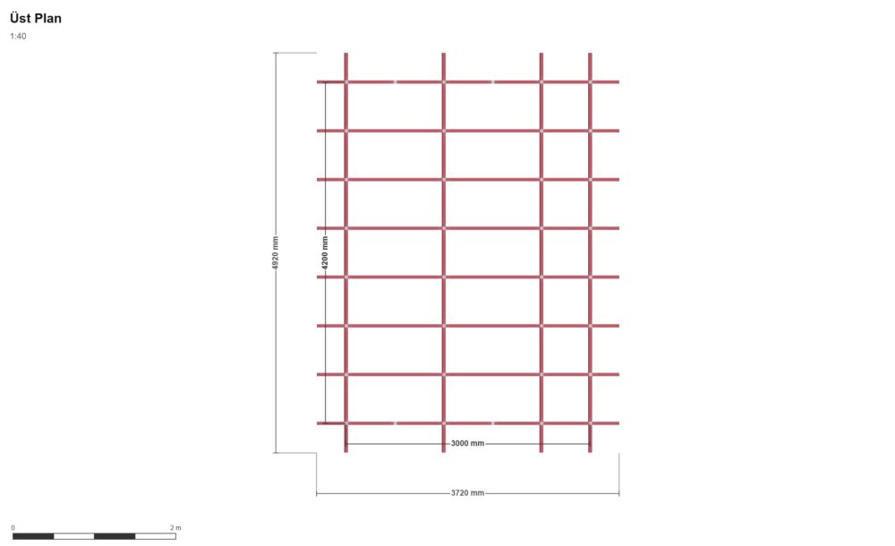 300x420x200 Depo — Üst Görünüş (Plan), ölçülü teknik çizim