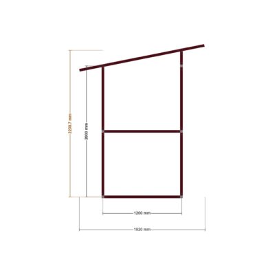 120x120 Kabin — Ön Görünüş, ölçülü teknik çizim