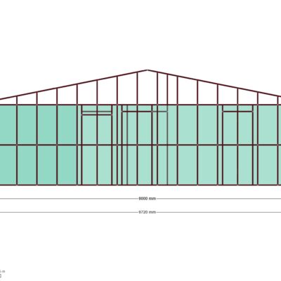 9x10 Beşik Çatılı 3+1 — Ön Görünüş, ölçülü teknik çizim
