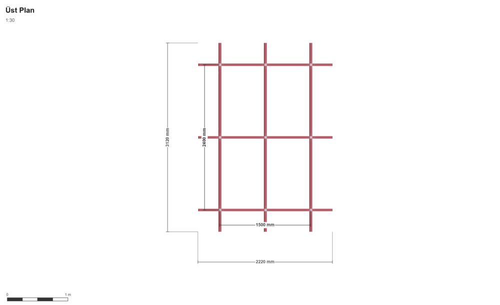 150x240x220 — Üst Görünüş (Plan), ölçülü teknik çizim