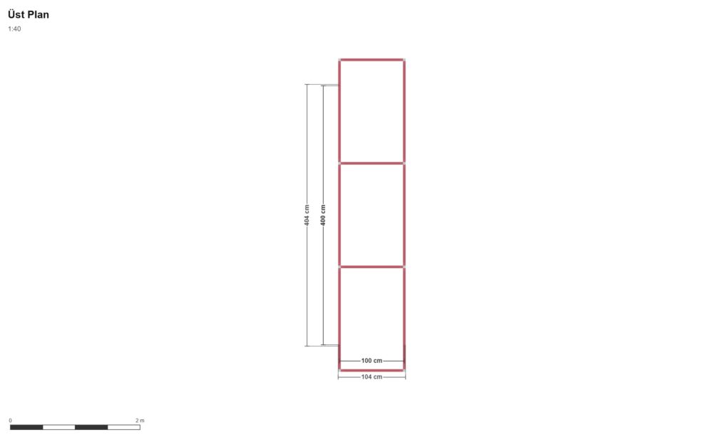 Koray Bey masa ayaksız — Üst Görünüş (Plan), ölçülü teknik çizim