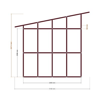 240x240 Depo — Ön Görünüş, ölçülü teknik çizim