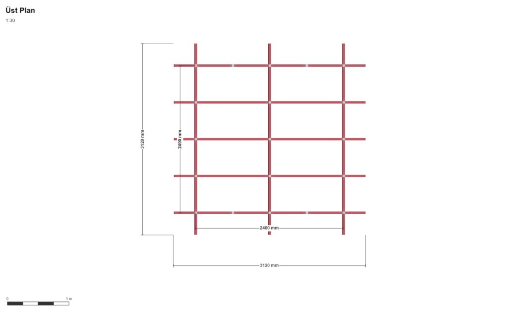 240x240 Depo — Üst Görünüş (Plan), ölçülü teknik çizim