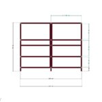 200x60x160 İki Bölmeli Raf — Ön Görünüş, ölçülü teknik çizim
