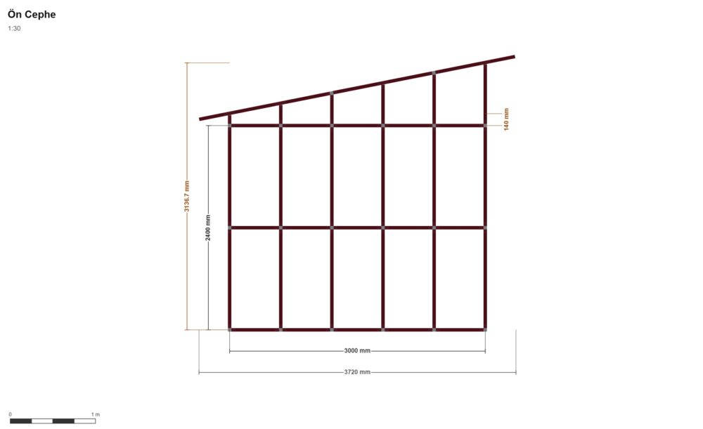 300 x 300 x 250 — Ön Görünüş, ölçülü teknik çizim