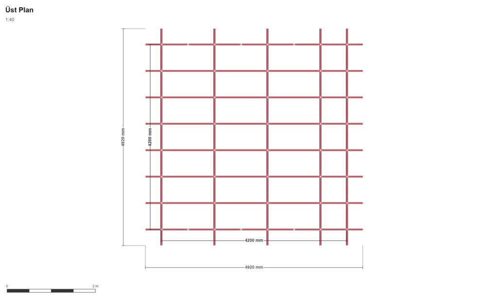 420 x 420 x 250 — Üst Görünüş (Plan), ölçülü teknik çizim
