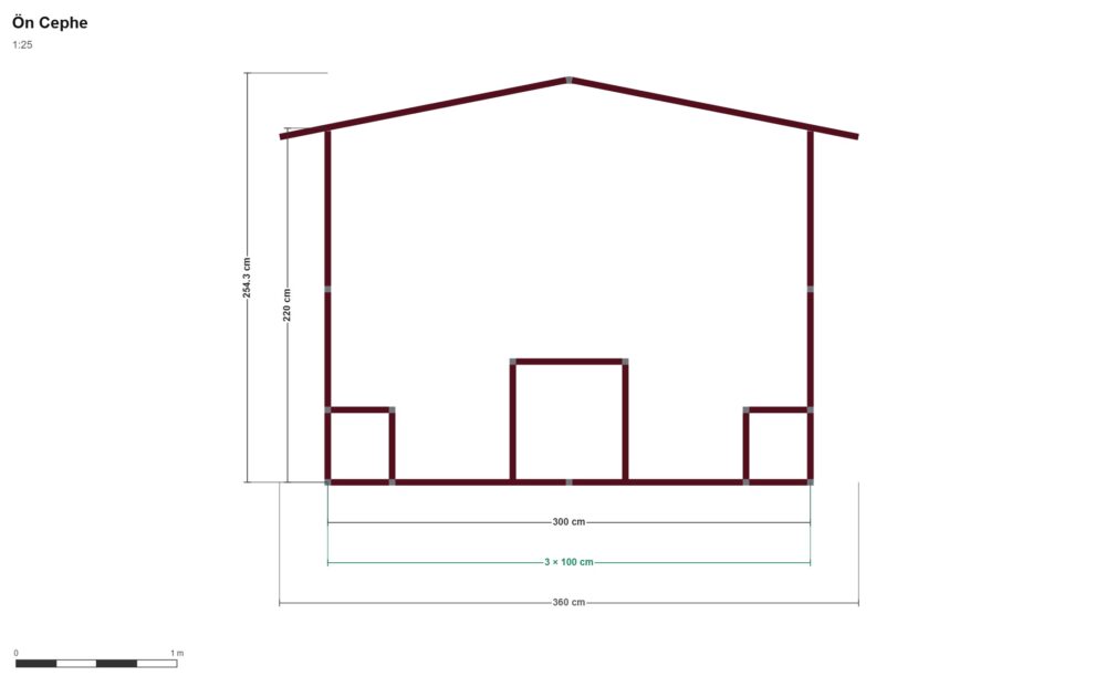 300x300 Kamelya — Ön Görünüş, ölçülü teknik çizim
