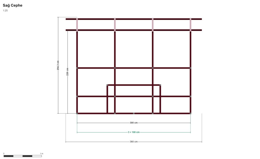 300x300 Kamelya — Sağ Yan Görünüş, ölçülü teknik çizim