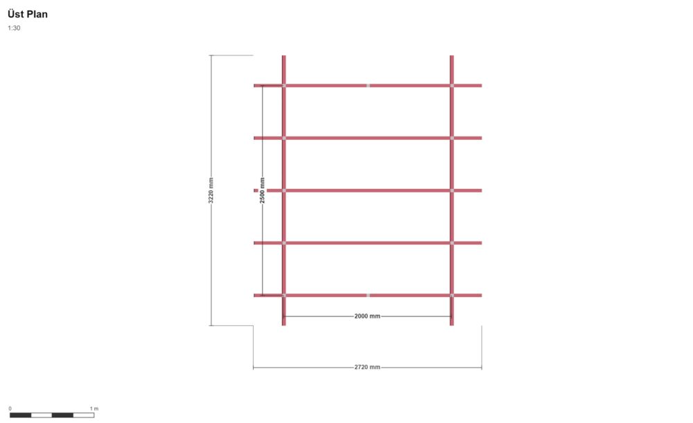 200x250 Kümes — Üst Görünüş (Plan), ölçülü teknik çizim