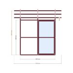 200x200 Depo — Sağ Yan Görünüş, ölçülü teknik çizim