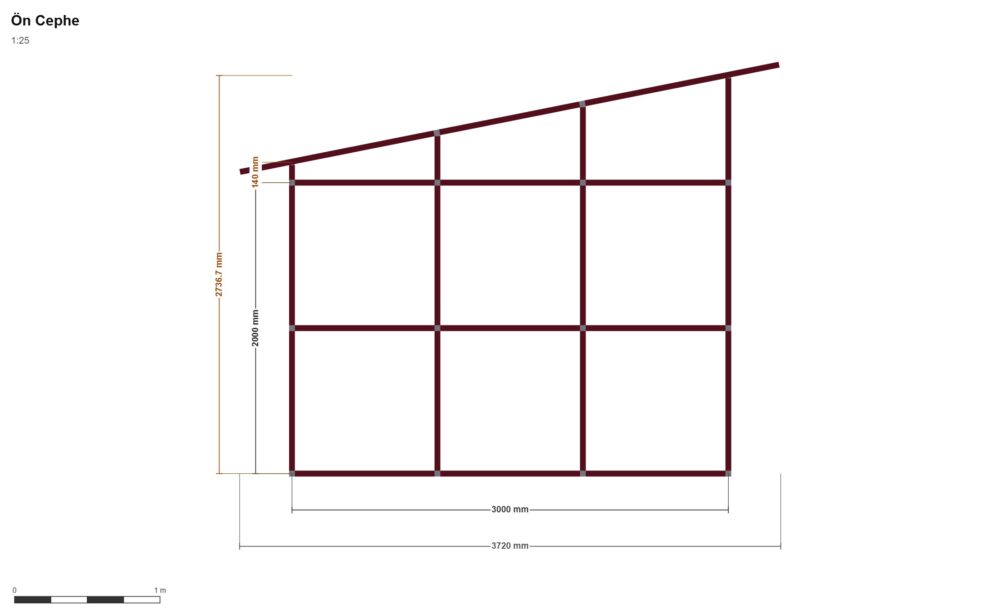 300x300 Depo Eko — Ön Görünüş, ölçülü teknik çizim