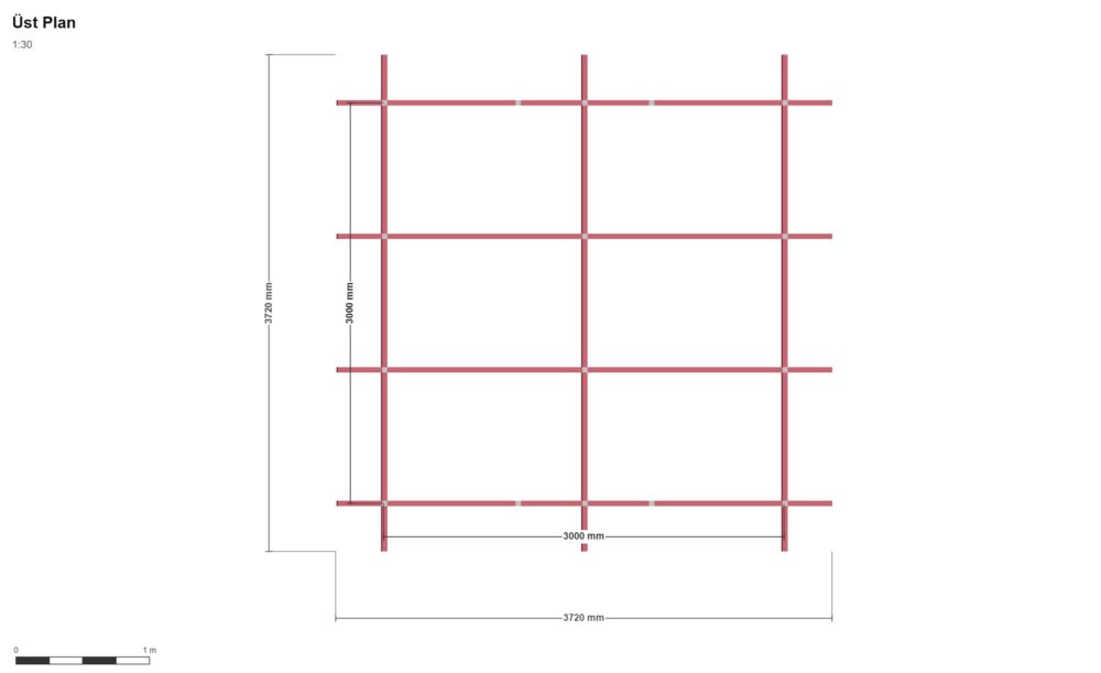 300x300 Depo Eko — Üst Görünüş (Plan), ölçülü teknik çizim