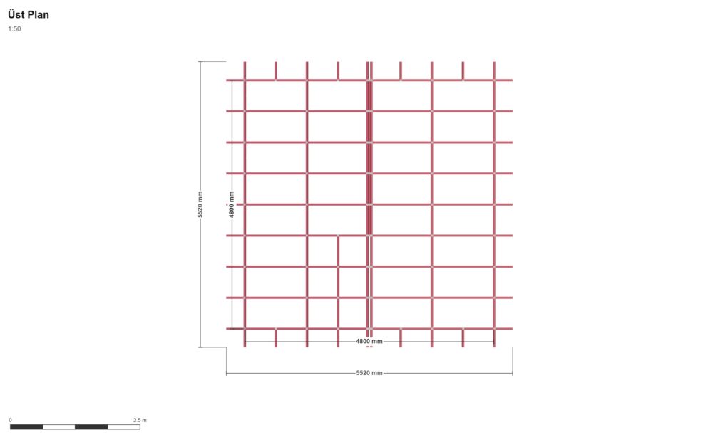 540 x 540 Taslak — Üst Görünüş (Plan), ölçülü teknik çizim