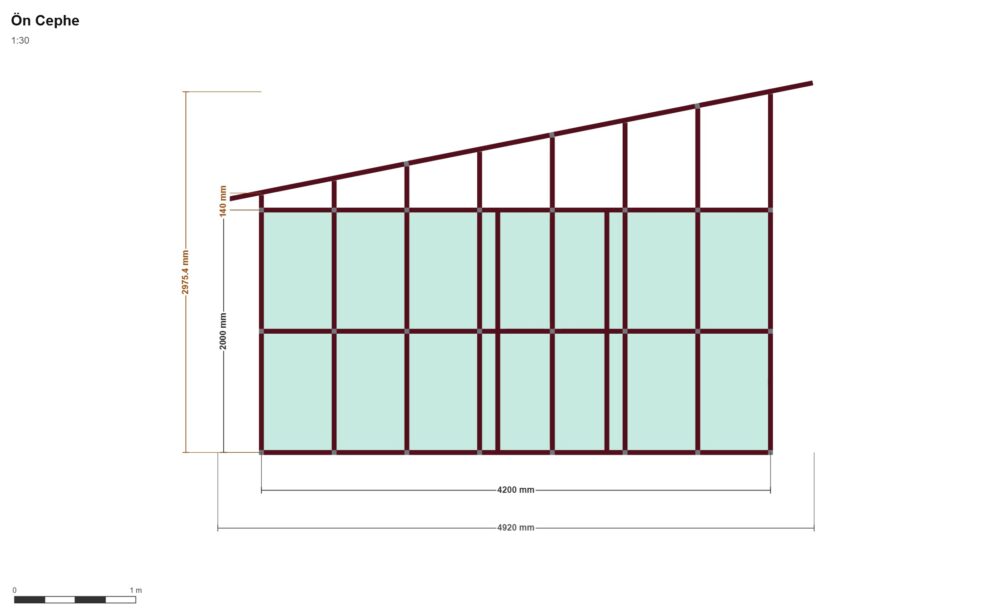 420 x 780 x 200 Depo — Ön Görünüş, ölçülü teknik çizim