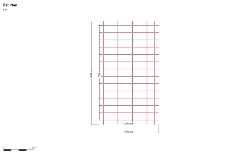 420 x 780 x 200 Depo — Üst Görünüş (Plan), ölçülü teknik çizim