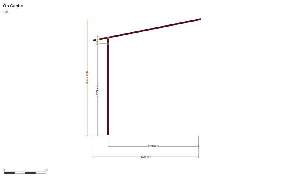 330 x 220 Balkon kapama — Ön Görünüş, ölçülü teknik çizim