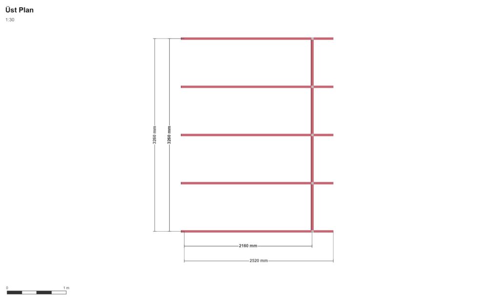 330 x 220 Balkon kapama — Üst Görünüş (Plan), ölçülü teknik çizim